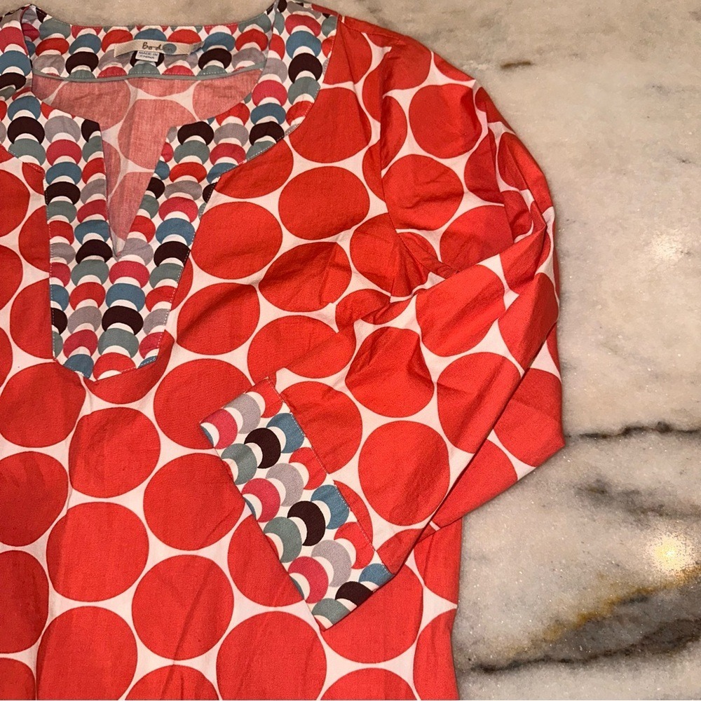 Boden‎ Size 6 Red Orange Mixed Pattern Polka Dot Women's Top Tunic - Picture 6 of 10